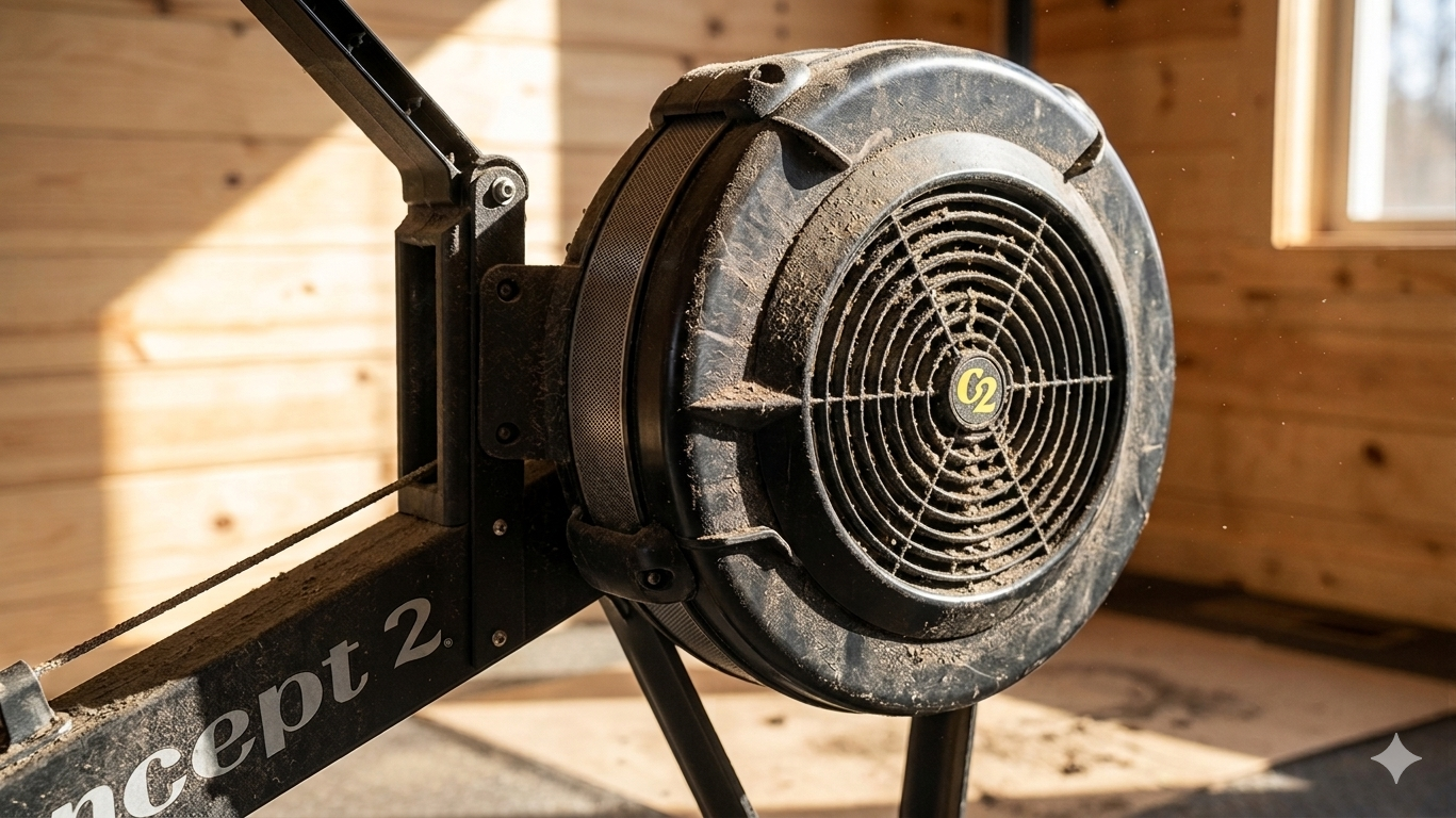 Rowing machine before professional strip-down service and maintenance